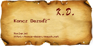 Koncz Dezső névjegykártya